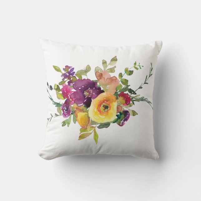 Coussin Fleurs aquarelles (Recto)
