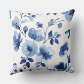 Coussin Fleurs aquarelles bleu glace (Verso)