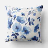 Coussin Fleurs aquarelles bleu glace (Recto)