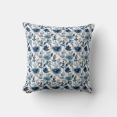 Coussin Fleurs aquarelles bleues beige (Recto)