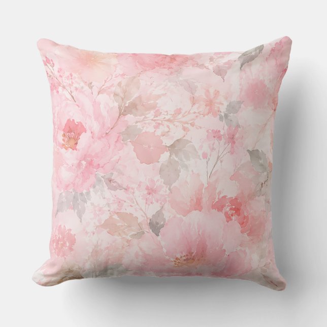 Coussin Fleurs aquarelles Blush Bloom (Recto)
