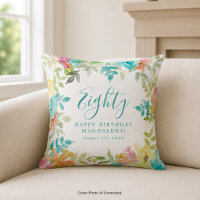 Fleurs aquarelles d'été personnalisées pour 80e an