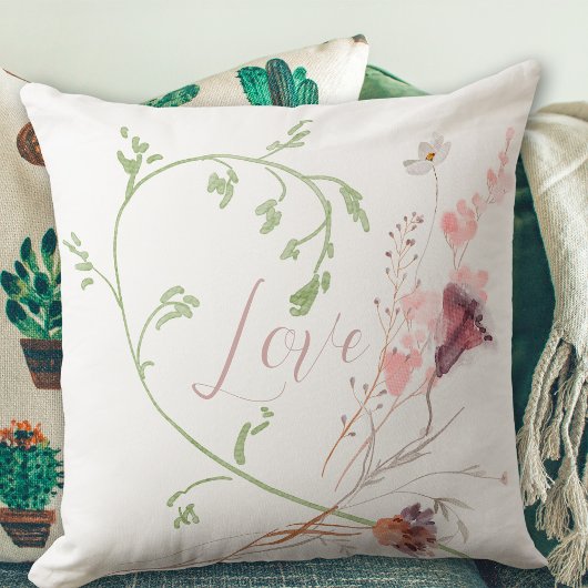 Coussin Fleurs aquarelles douces romantiques