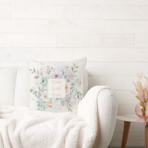 Coussin Fleurs aquarelles élégantes