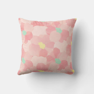 Coussin Fleurs aquarelles rose tendre