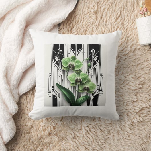 Coussin Fleurs Art Déco Vertes (Couverture)