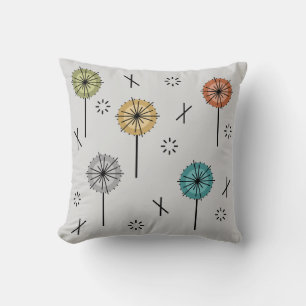 Coussin Fleurs atomiques rétro multicolores