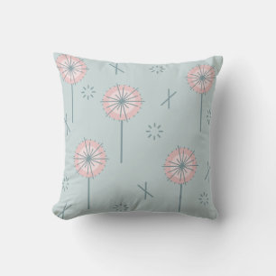 Coussin Fleurs atomiques rétro Rose vert