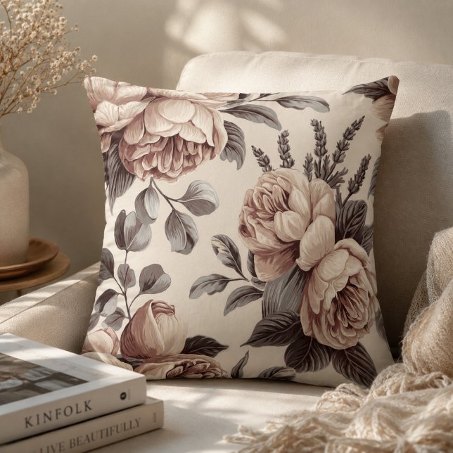 Coussin Fleurs Beige (Créateur téléchargé)