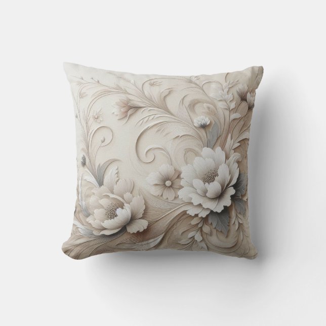 Coussin Fleurs beiges modernes 3 (Recto)
