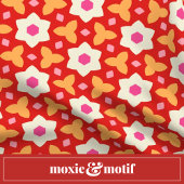 Coussin Fleurs blanches en rouge et bracelet en fleurs géo