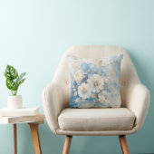 Coussin Fleurs blanches et bleues (Chaise)