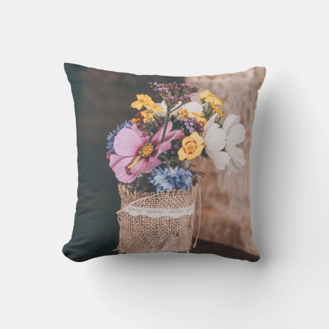 COUSSIN FLEURS BLANCHES ET JAUNES EN VERRE (Recto)