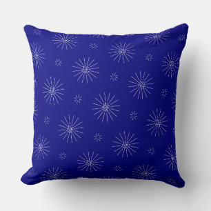 Coussin Fleurs blanches minuscules sur bleu marine