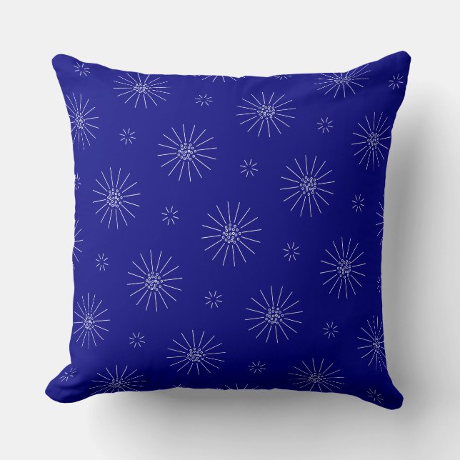 Coussin Fleurs blanches minuscules sur bleu marine (Recto)