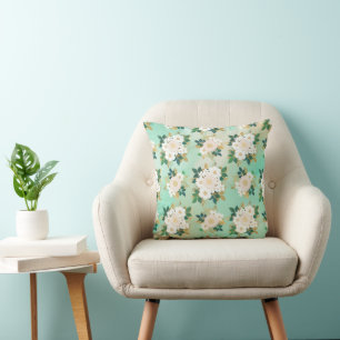 Coussin Fleurs blanches romantiques Conception de l'aquare