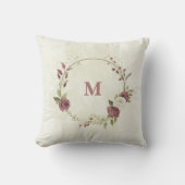 Coussin fleurs blanches rose poussiéreux (Recto)
