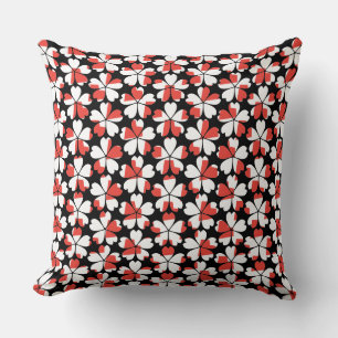 Coussin Fleurs blanches rouges mignons motif
