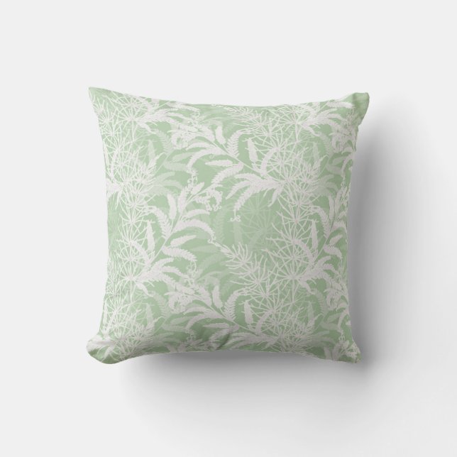 Coussin Fleurs blanches sur vert clair. (Recto)