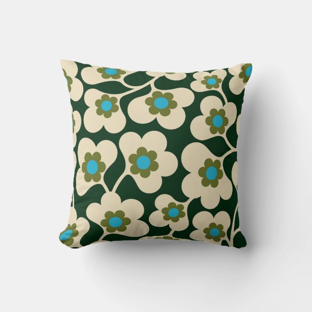 Coussin fleurs blanches vertes orla kiely (Recto)