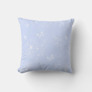 Coussin Fleurs bleu clair Motif, Floral, Minimaliste