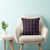 Coussin Fleurs Bleu Profond et Or (Chaise)
