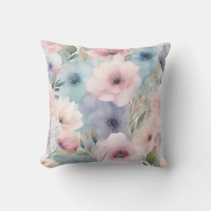 Coussin Fleurs bleu violet rose Design floral