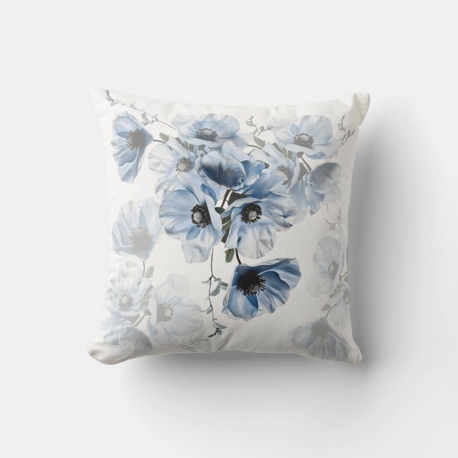 Coussin Fleurs bleues délicates (Recto)