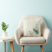Coussin fleurs bleues et blanches (Chaise)