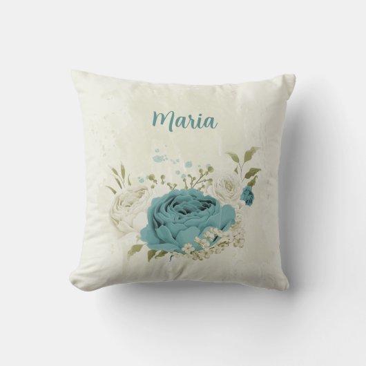 Coussin fleurs bleues et blanches (Recto)