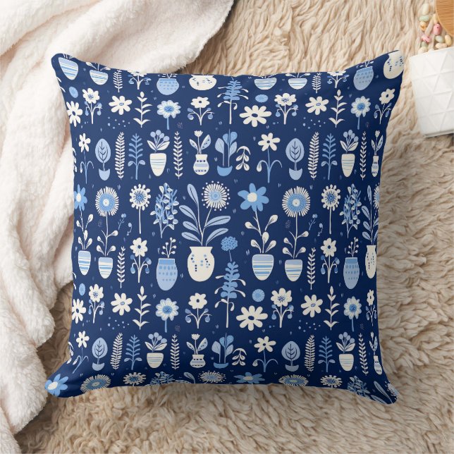 Coussin Fleurs bleues et blanches dans les vases (Couverture)