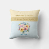 Coussin Fleurs bleues pour 50e anniversaire de mariage (Verso)