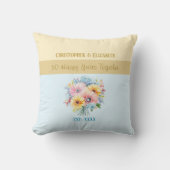 Coussin Fleurs bleues pour le 50e anniversaire d'or (Recto)