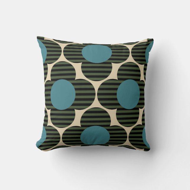 Coussin fleurs bleues vertes orla kiely (Recto)