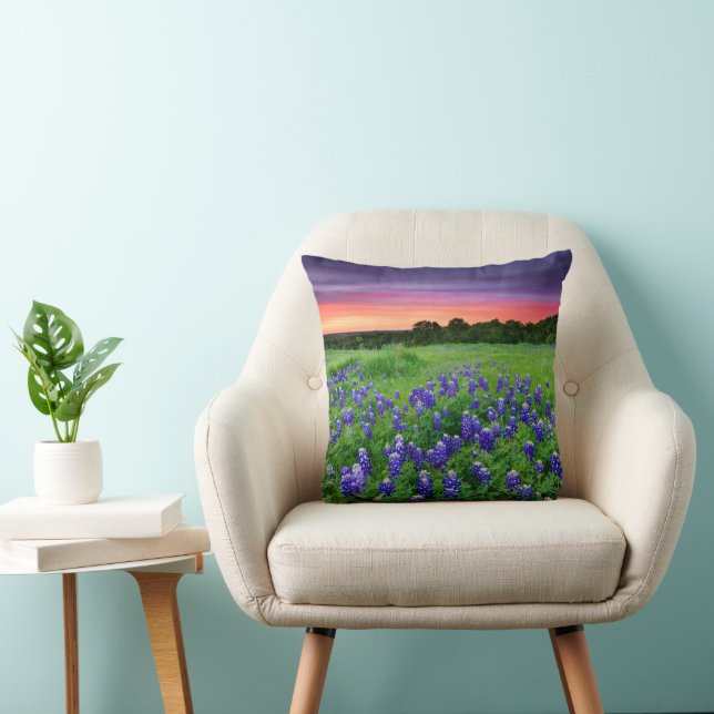 Coussin Fleurs | Bluebonnets à Sunset Texas (Chaise)
