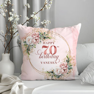 Coussin Fleurs Bohèmes Rose Gold 70e Anniversaire 