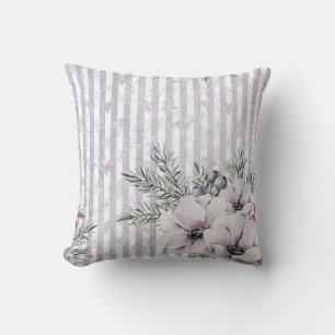 Coussin Fleurs Boisées Rayées