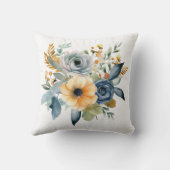 Coussin Fleurs botaniques aquarelle bleue et jaune de fleu (Verso)