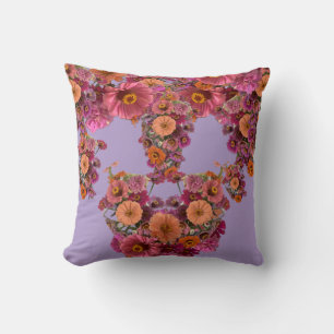 Coussin Fleurs Bouquet de Zinnia Maureen Girard Coloré