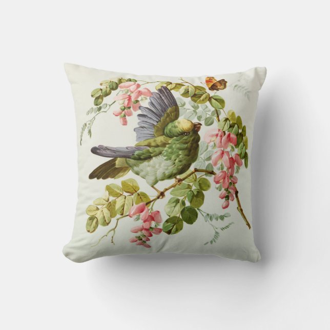 Coussin Fleurs chics de peinture de rose de vert de boho (Recto)