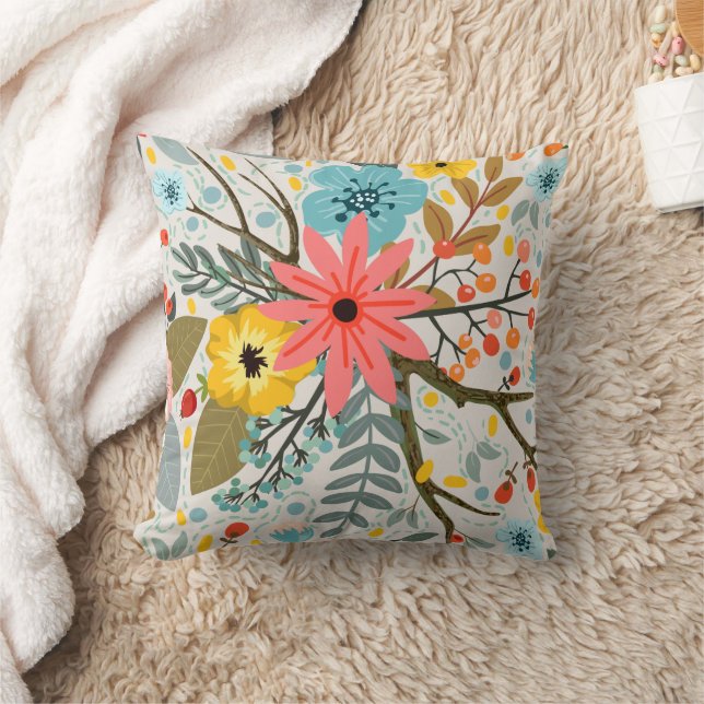 Coussin Fleurs colorées Aquarelle mignonne (Couverture)