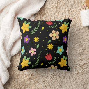 Coussin Fleurs colorées Aquarelle mignonne