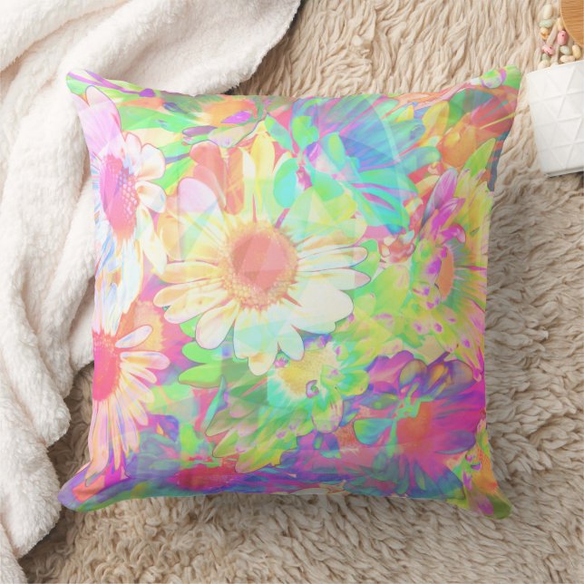 Coussin Fleurs Colorées Brillantes et Joyeuses (Couverture)