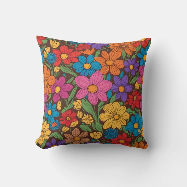 Coussin Fleurs colorées motif (Recto)