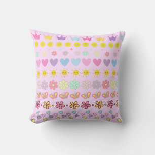 Coussin Fleurs colorées Soleil & Coeurs Motif, Rose Floral