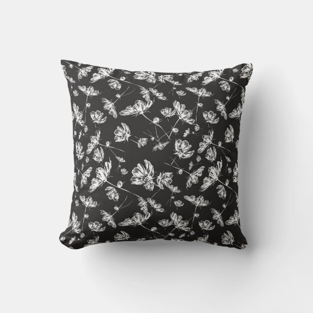 Coussin Fleurs cosmos blanches : motif isolé. (Recto)