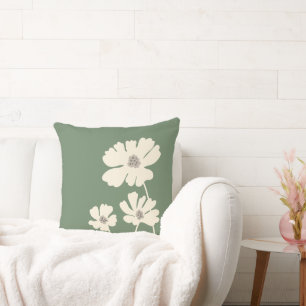 Coussin Fleurs Cosmos Silhouettes Mur Floral Moderne
