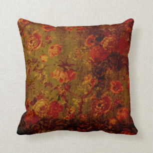 Coussin Fleurs Coussin-Rouges florales grunges vintages