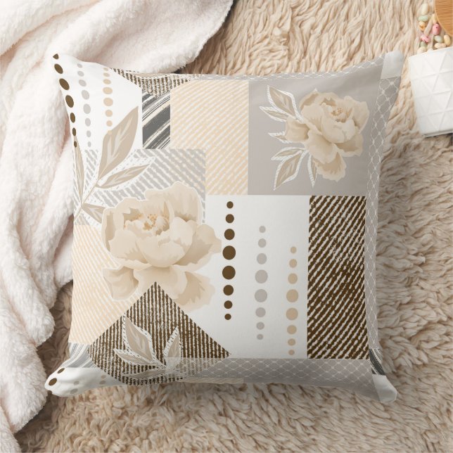 Coussin Fleurs crème sur fond blanc (Couverture)