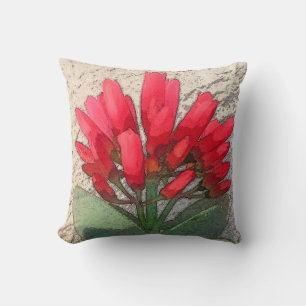 Coussin Fleurs d'Agave Rouges